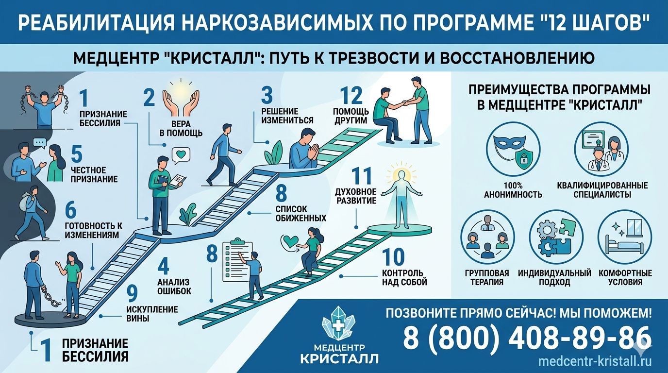 Инфографика услуги реабилитация 12 шагов